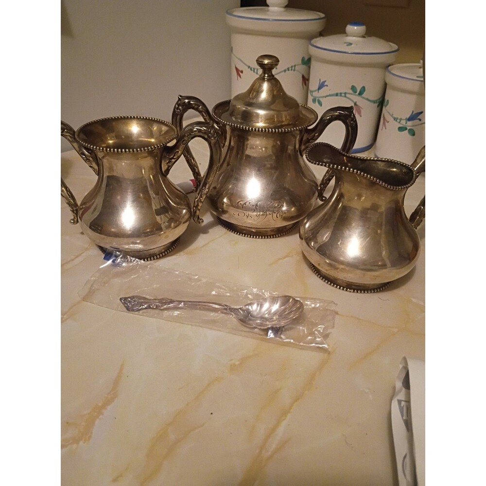 Antique Pairpoint Mfg. Co. Quadruple Silverplate 4 Piece Tea Set 345 USA Made